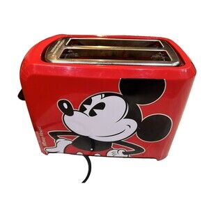 Disney DCM-21 Mickey Mouse Electric 2 Slice Toaster Red Tested Working